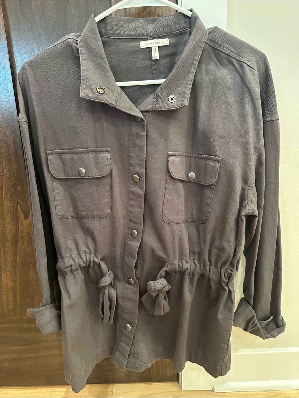 Maurice’s Drawstring Utility Jacket in Charcoal